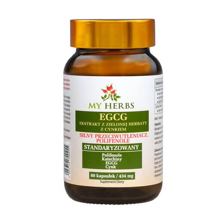 My Herbs EGCG Groene Thee Extract met Zink, capsules, 80 st.