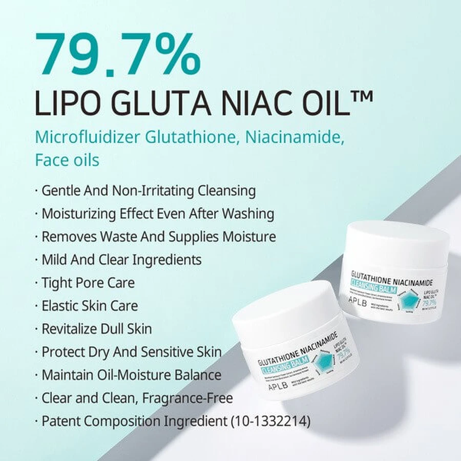 APLB Glutathione Niacinamide Cleansing Balm, makeup remover balm with glutathione and niacinamide, 80 ml