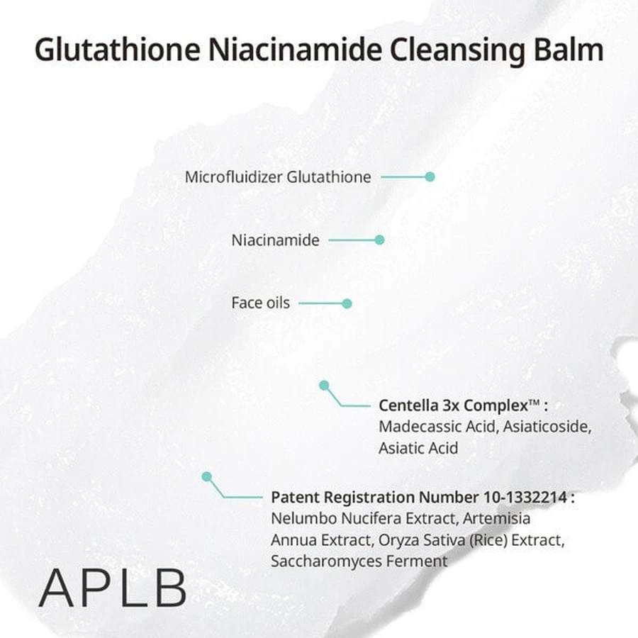APLB Glutathione Niacinamide Cleansing Balm, makeup remover balm with glutathione and niacinamide, 80 ml