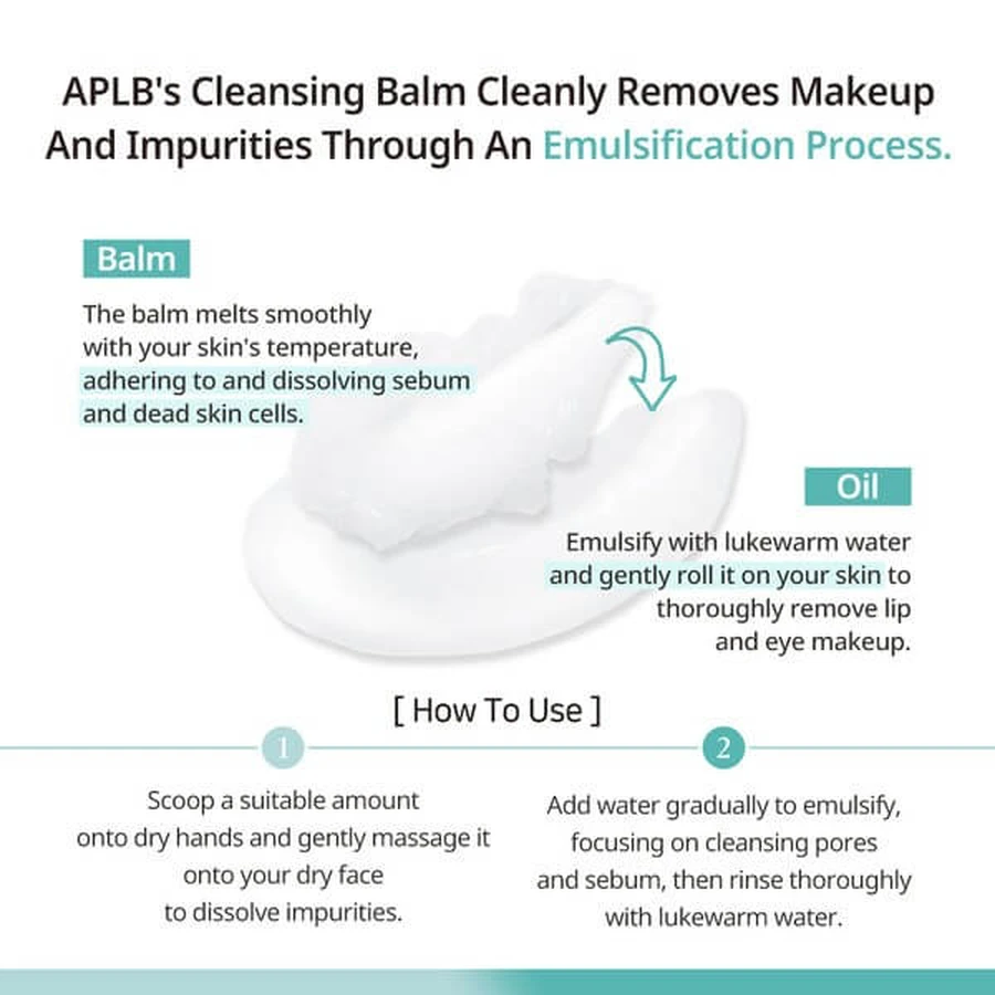APLB Glutathione Niacinamide Cleansing Balm, makeup remover balm with glutathione and niacinamide, 80 ml