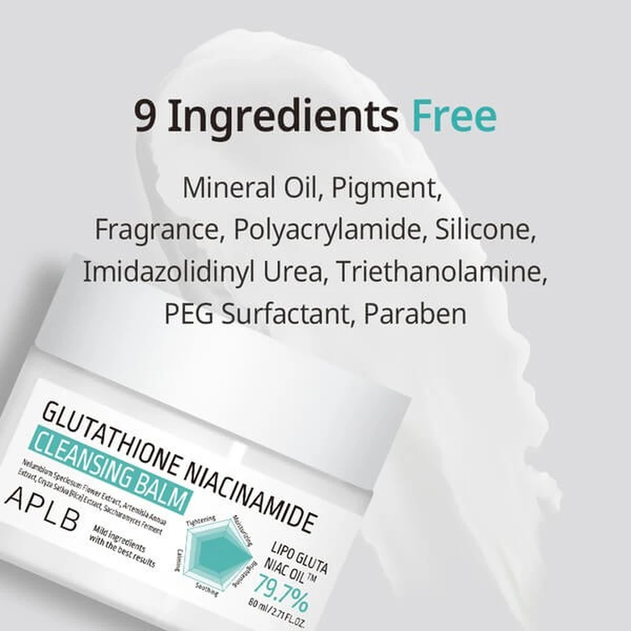 APLB Glutathione Niacinamide Cleansing Balm, makeup remover balm with glutathione and niacinamide, 80 ml