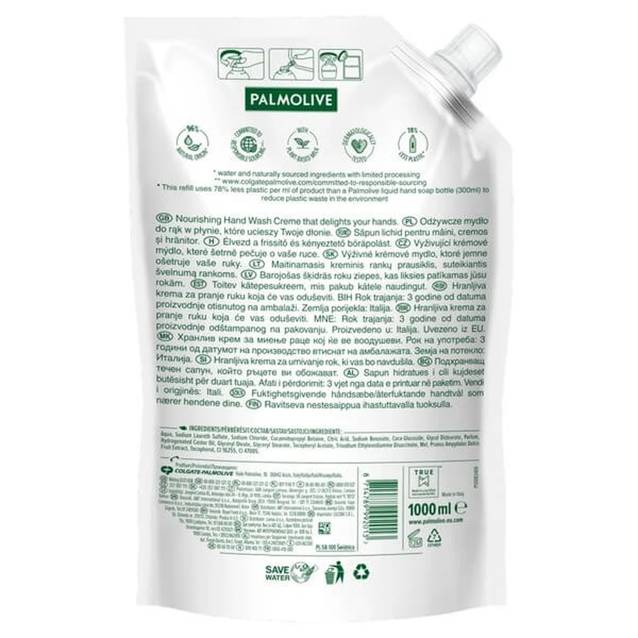 Palmolive, Milk &amp ; Honey, savon liquide, recharge, 1000 ml