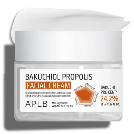 APLB Bakuchiol Propolis Gezichtscrème, verzachtende gezichtscrème met bacuchiol en propolis, 55 ml