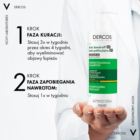 Dercos DS Set, Anti-Schuppen-Shampoo, trockenes Haar, 390 ml + Nachfüllpackung, 390 ml