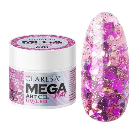 Claresa Mega Star Art Gel, embellishment gel, Pink Pixel, 10 g