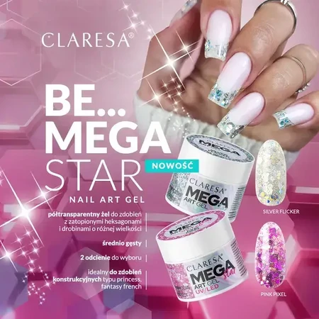 Claresa Mega Star Art Gel, embellishment gel, Pink Pixel, 10 g