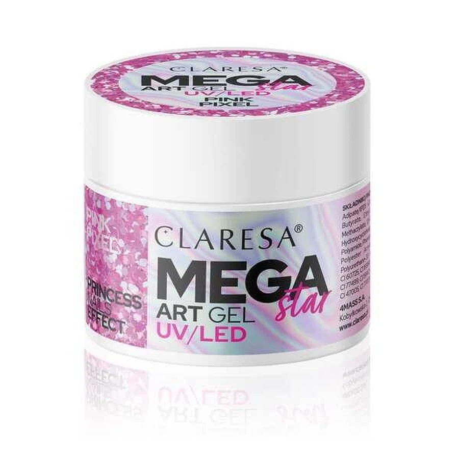Claresa Mega Star Art Gel, embellishment gel, Pink Pixel, 10 g