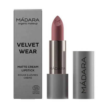 Madara Velvet Matte Cream Lipstick, rouge à lèvres mat avec un fini satiné, Cool Nude, 3.8 g