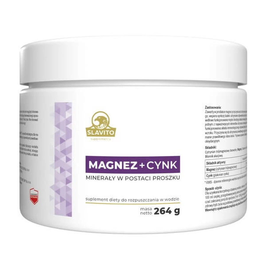 Slavito Magnesium + Zinc, powder, 264 g
