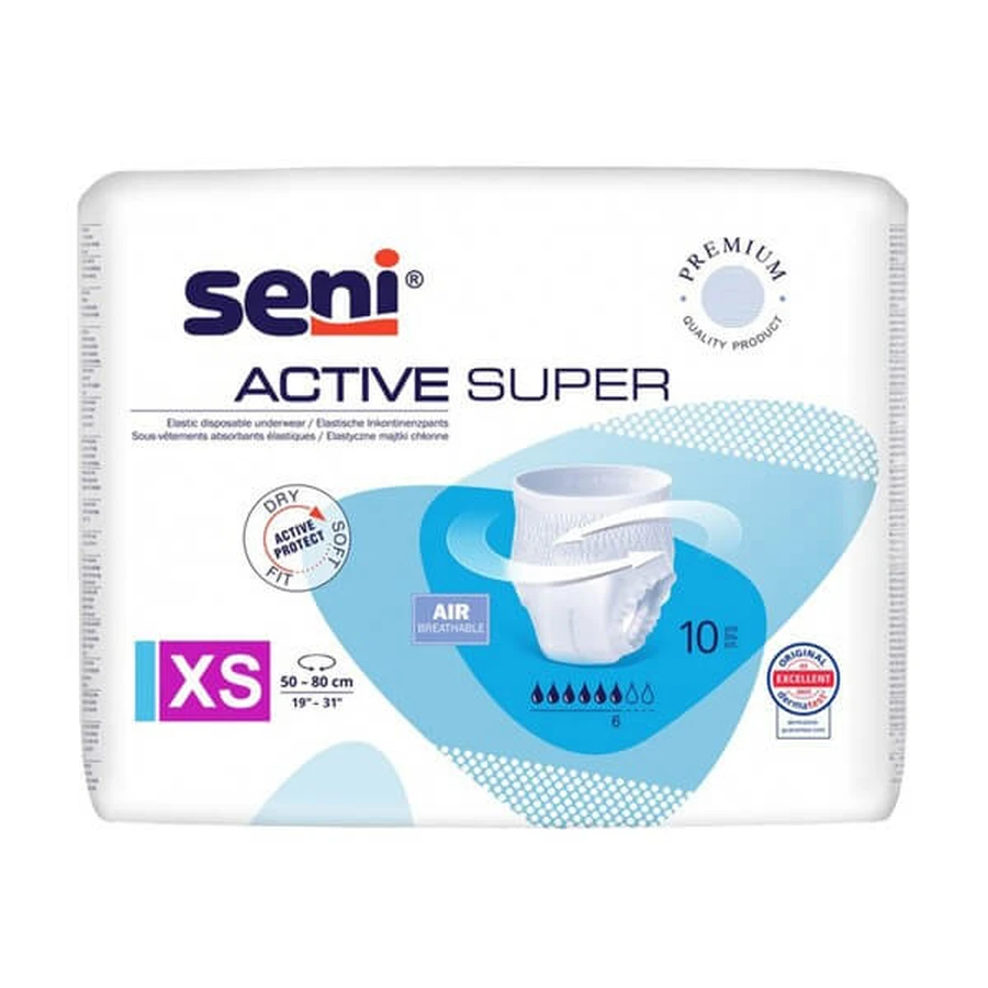Seni Active Super, elastic absorbent panties, XS, 10 pcs.