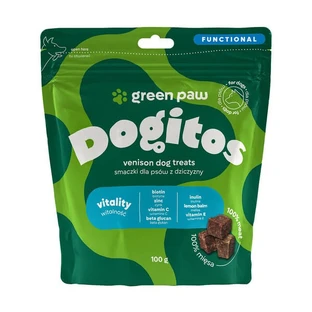Green Paw Dogitos Vitality, hertenvlees traktaties voor honden, 100 g