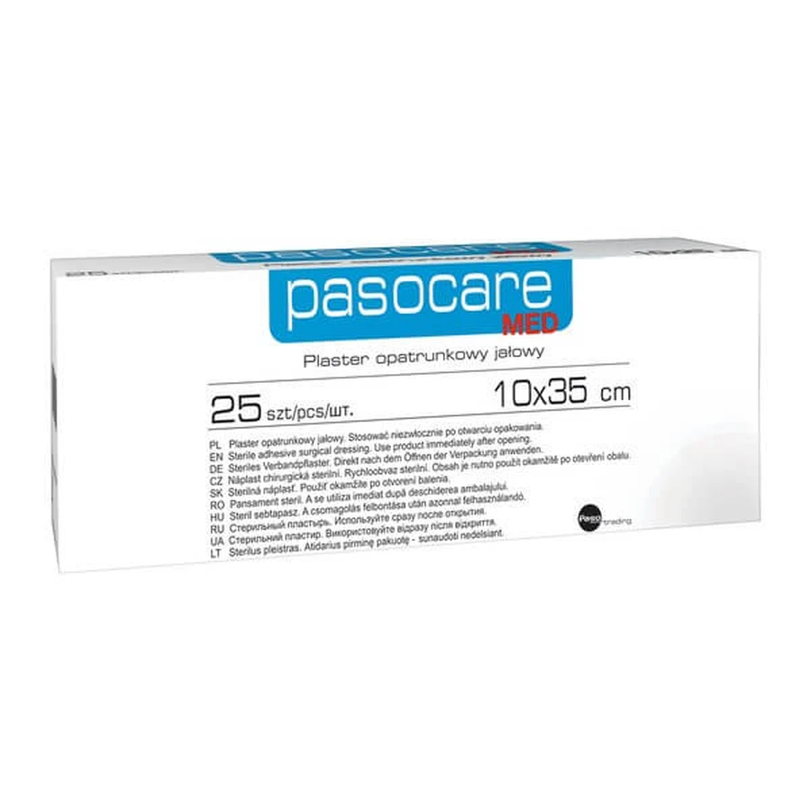 Pasocare Med, pansement plâtre, stérile, 10 cm x 35 cm, 25 pcs.