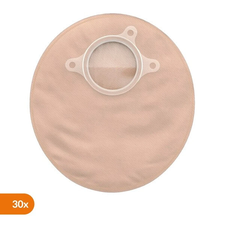 Natura+, gesloten stomazakje met filter, 38 mm, beige met venster, klein, 30 st.