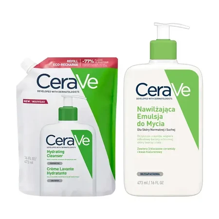 Set CeraVe, emulsión hidratante para pieles normales y secas, 473 ml + envase de recambio, recambio, 473 ml