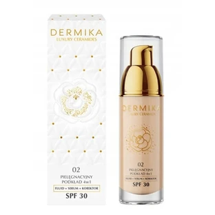 Dermika Luxury Ceramides, base de maquillaje 4 en 1, FPS 30, tono 02, 30 ml