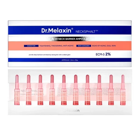 Dr.Melaxin Necksphalt ECM Neck Barrier Ampoule, ampollas para el cuidado de la piel del cuello, 10 x 1,5ml