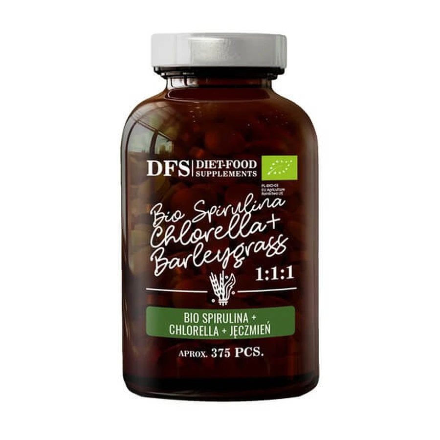 Diet-Food Bio Spirulina + Bio chlorella + Bio barley, tablet, 375 pcs.