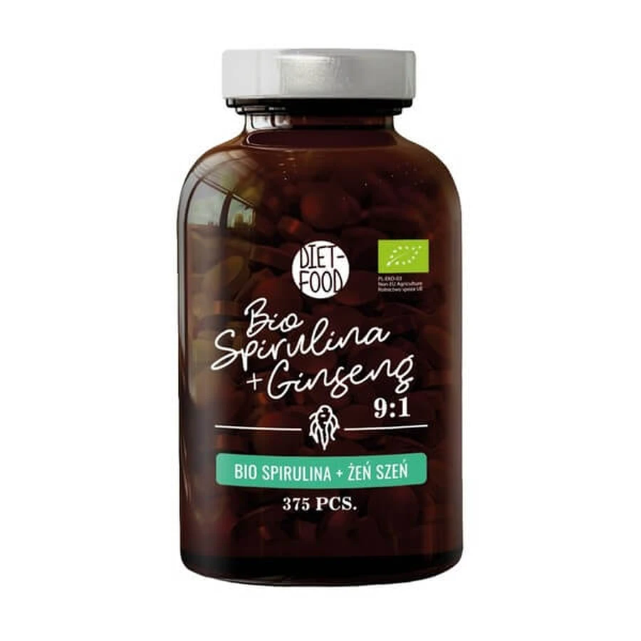 Dieta-Alimentos Bio Spirulina con Ginseng, comprimidos, 375 uds.