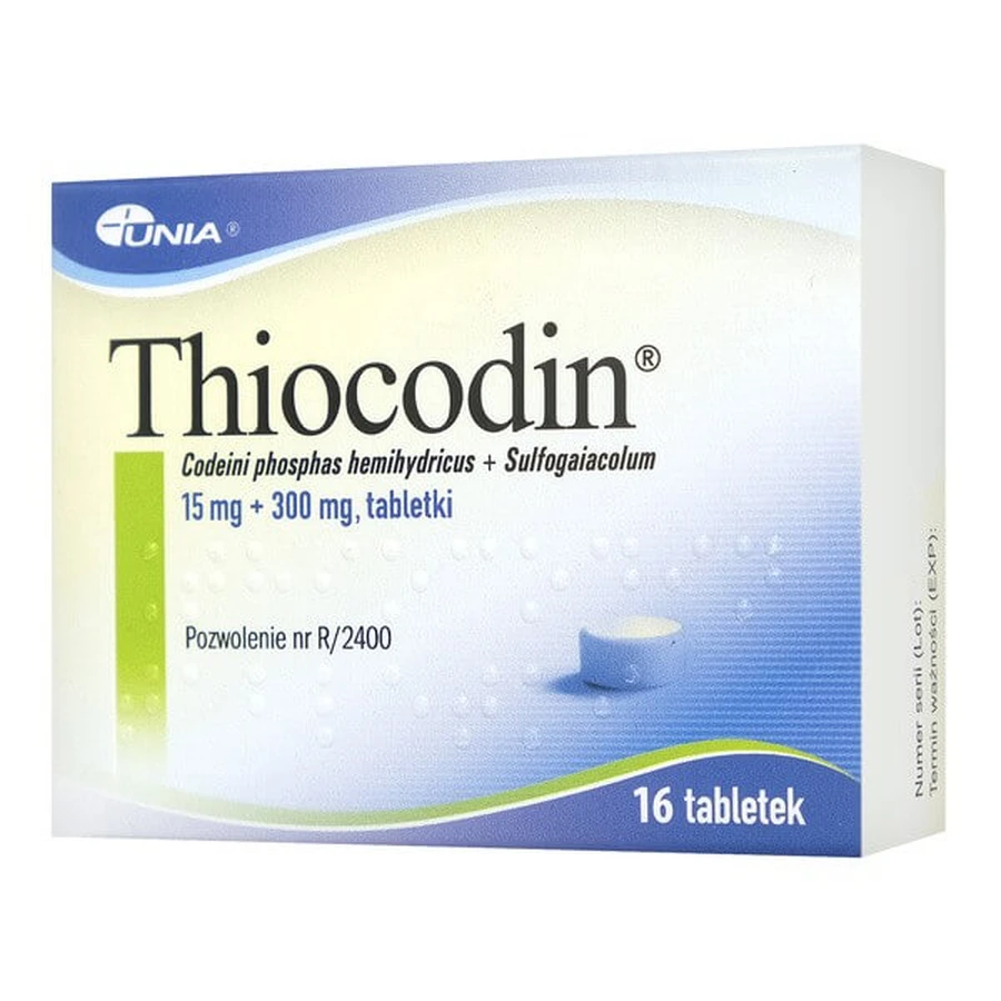Thiocodin, 15 mg + 300 mg, comprimés, 16 pcs.