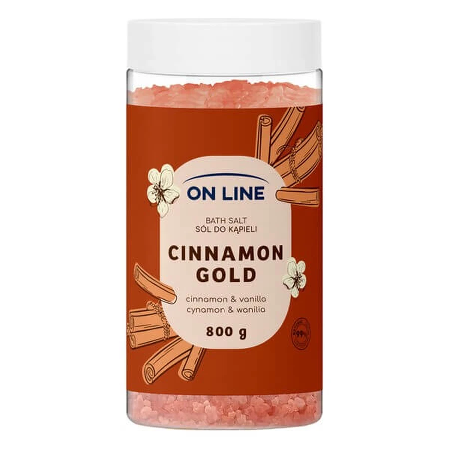 On Line Cinnamon Gold, sal de baño calentadora con aroma de canela, 800 g