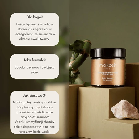 Mokosh, lifting face mask Oats and bamboo, 60 ml
