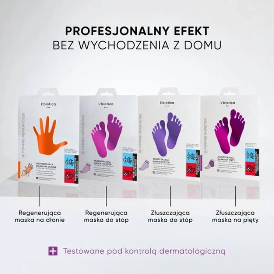 Set van 2 x L`Biotica, scrub hielmasker in de vorm van geweekte pads, 1 paar