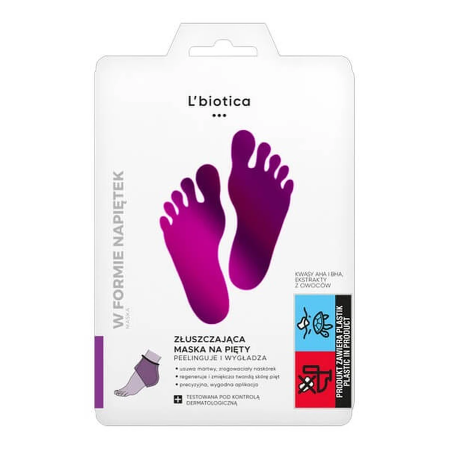 Set van 2 x L`Biotica, scrub hielmasker in de vorm van geweekte pads, 1 paar