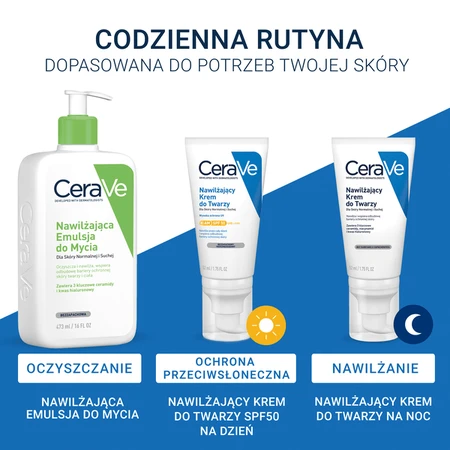 CeraVe set, reinigende reinigingsgel met ceramiden voor de normale en vette huid, 473 ml + hydraterende gezichtscrème met ceramiden, 52 ml