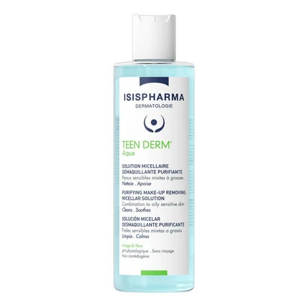 ISISPHARMA TEEN DERM AQUA, agua micelar para la limpieza de las pieles grasas con tendencia acneica, 400ML