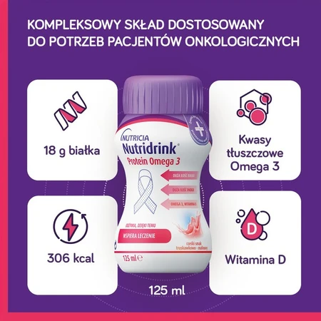 Nutridrink Protein Omega 3, goût fraise-framboise MEGA Pack set (6 x 4) x 125 ml