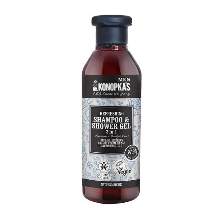 Dr.Konopka's Men, verfrissende shampoo en douchegel 2-in-1, 280 ml