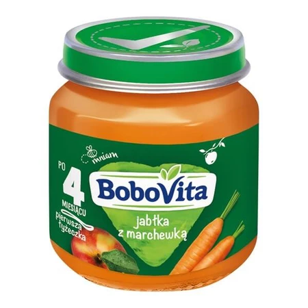 Lot de 3 x BoboVita, pommes avec carottes, 4 m+, 125 g