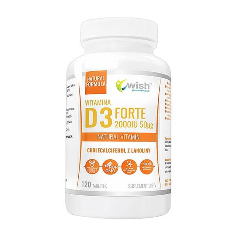 Wish Vitamina D3 Forte 2000 IU 50 µg, comprimidos, 120 uds.