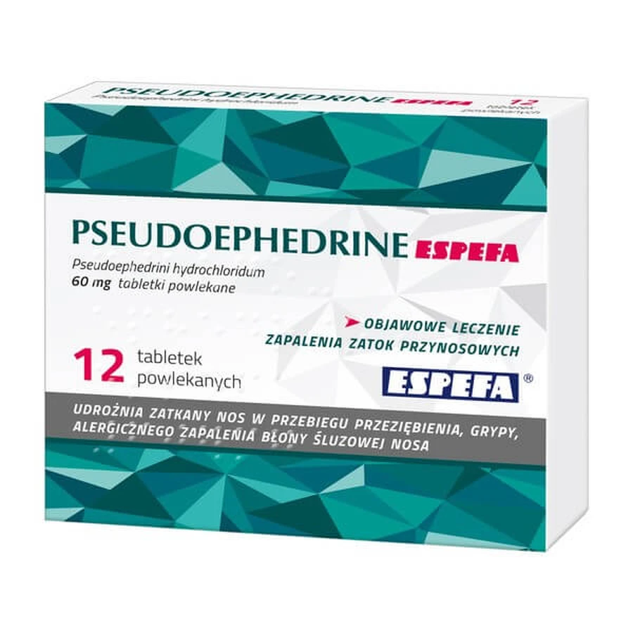 Pseudoephedrine Espefa, 60 mg, comprimés pelliculés, 12 pièces