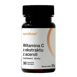 Sundose Vitamina C de extracto de acerola, cápsulas duras, 30 uds.