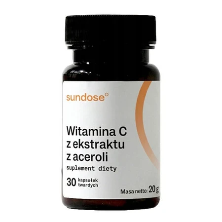 Sundose Vitamina C de extracto de acerola, cápsulas duras, 30 uds.