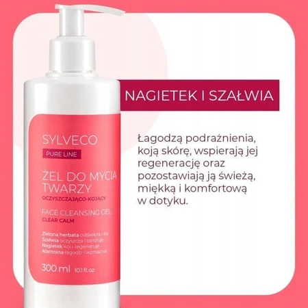 Sylveco Pure Line, reinigendes und beruhigendes Waschgel für das Gesicht, 300 ml