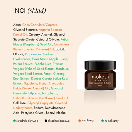 Mokosh regenerating anti-pollution face cream, raspberry mini, 15 ml