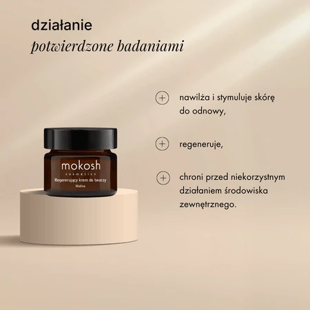 Mokosh regenerating anti-pollution face cream, raspberry mini, 15 ml