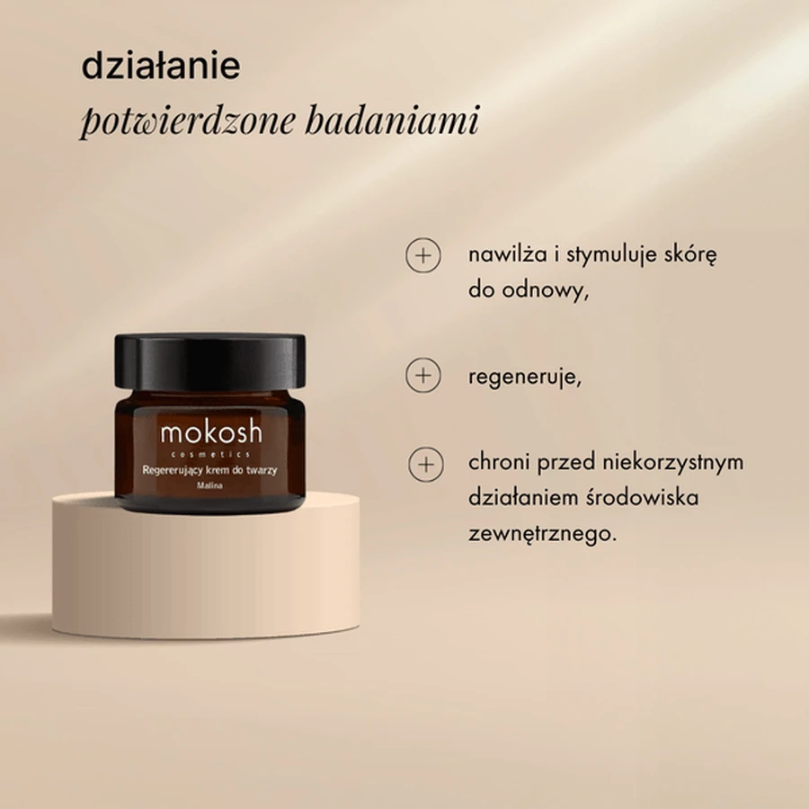 Mokosh regenerating anti-pollution face cream, raspberry mini, 15 ml