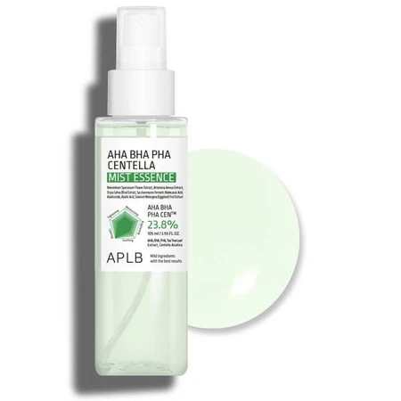 APLB AHA BHA PHA Centella Mist Essence, Gesichtsnebel-Essenz mit Säuren und Centella Asiatica, 105 ml.
