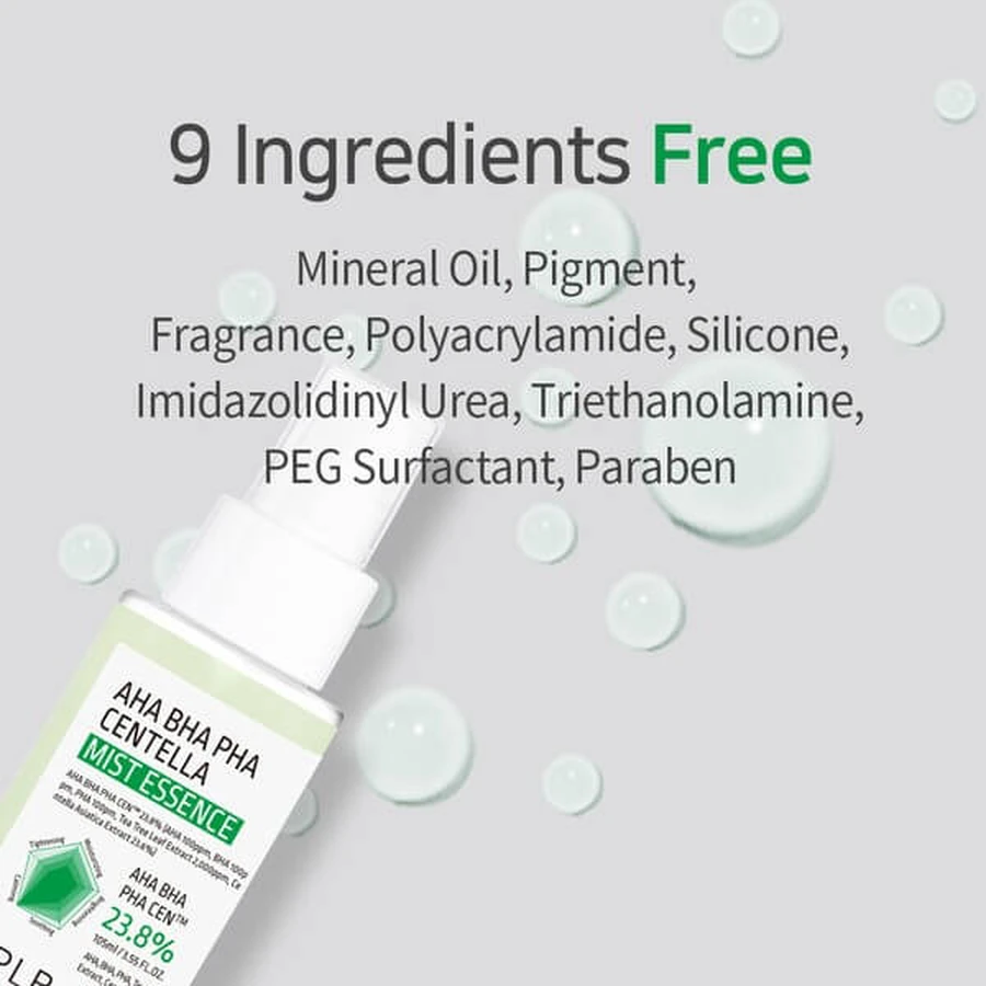 APLB AHA BHA PHA Centella Mist Essence, Gesichtsnebel-Essenz mit Säuren und Centella Asiatica, 105 ml.