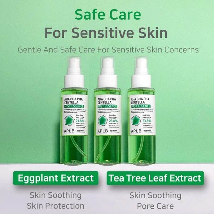 APLB AHA BHA PHA Centella Mist Essence, Gesichtsnebel-Essenz mit Säuren und Centella Asiatica, 105 ml.