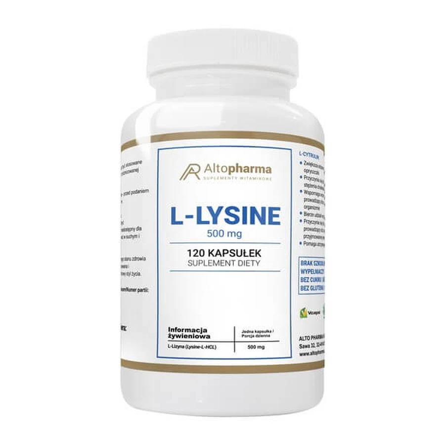 Alto Pharma L-lizină 500 mg, capsule, 120 buc.