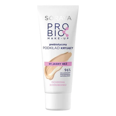 Soraya Probio Make-Up, fondotinta prebiotico coprente, beige chiaro 01, 30ml