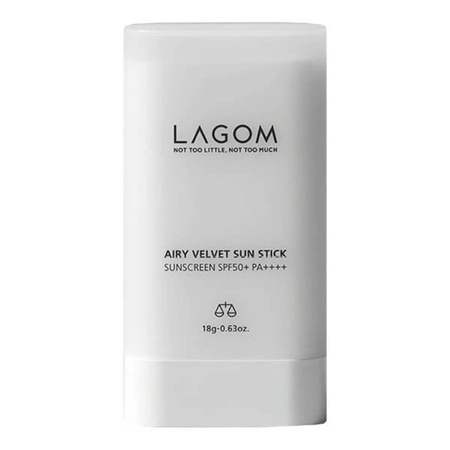 Lagom Airy Velvet Sun Stick SPF 50+ PA++++, stick solaire visage et corps, 18 g