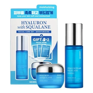 Skin627 Hyaluron mit Squalan, feuchtigkeitsspendendes Gesichtsset, Maske, 3 x 22 ml + Creme, 50 g + Serum, 50 ml
