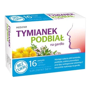 MEDiFAR Thyme and coltsfoot for the throat, lozenges, sugar-free, 16 pcs.