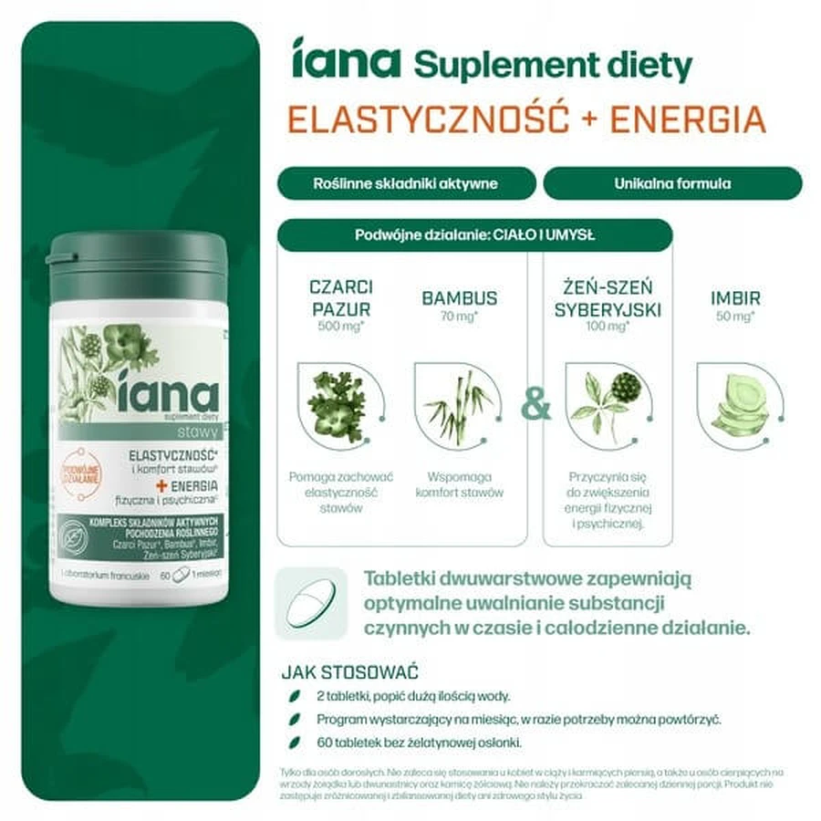 Iana Joint Flexibility + Energy, comprimidos, 60 uds.