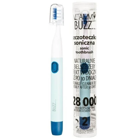 VITAMMY Buzz blue Universal sonic toothbrush with 28,000 micro-movements, 2 brushing programs